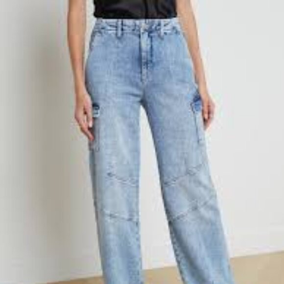 NWOT: L'Agence  Brooklyn High Waist Wide Leg Cargo Jeans Sz 25 - Picture 4 of 12